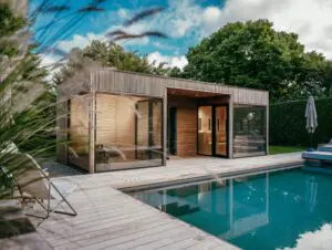 Projet complet d'aménagement extérieur avec piscine, espace bien-être et jardin paysager à Neuvecelle en Haute-Savoie (74)