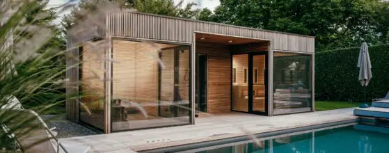 Projet complet d'aménagement extérieur avec piscine, espace bien-être et jardin paysager à Neuvecelle en Haute-Savoie (74)